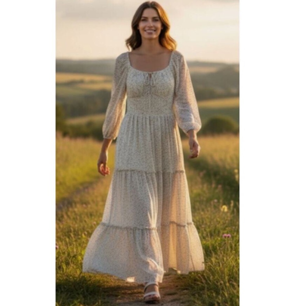 “BALTIC BORN” Zoey Animal Print Smocked Tiered Maxi Dress